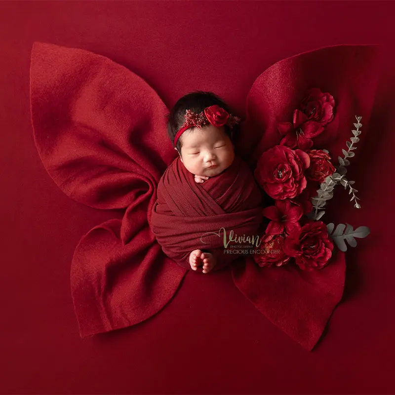 Red Butterfly Florals Set - Newborn Photography Props - Image 2